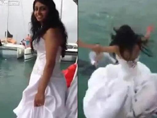 SPOSA RISCHIA L'ANNEGAMENTO PER FESTEGGIARE IN ACQUA - VIDEO - 16/07/2015