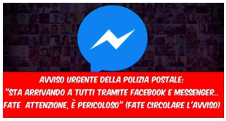 ATTENZIONE A QUESTO MESSAGGIO CHE STA ARRIVANDO ATTRAVERSO MESSENGER E FACEBOOK - 27/10/2017