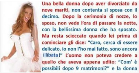 UNA BELLA DONNA DOPO AVER DIVORZIATO DA 9 MARITI SI... - 18/04/2017