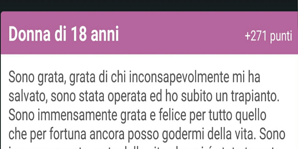 SONO GRATA A CHI INCONSAPEVOLMENTE MI HA SALVATA - 20/11/2016