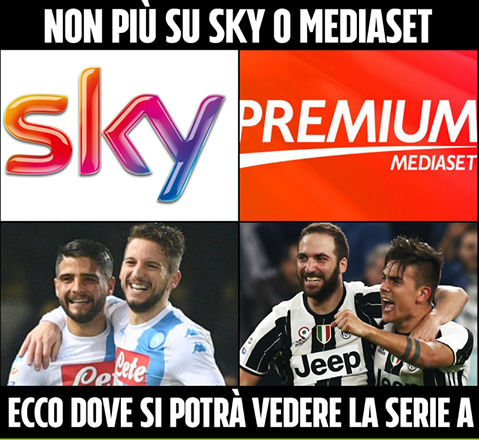 UNA RIVOLUZIONE ASSOLUTA PER LA SERIE A: NON PIU' SKY O MEDIASET - ECCO COME POTREMMO VEDERE LE PARTITE DAL PROSSIMO ANNO - 04/04/2017