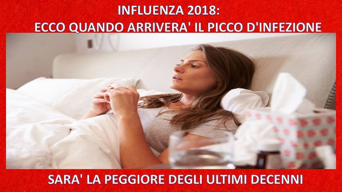 INFLUENZA 2018: ECCO QUANDO ARRIVERA' IL PICCO D'INFEZIONE. SARA' LA PEGGIORE DEGLI ULTIMI DECENNI - 11/12/2017