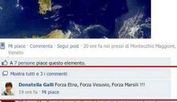 FORZA VESUVIO, FORZA ETNA, FORZA MARSILI, IL COMMENTO LEGHISTA SU FB INFIAMMA IL WEB - 03/11/2012