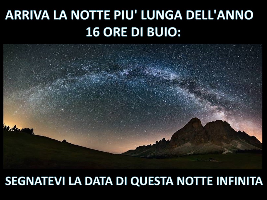 ARRIVA LA NOTTE PIU' LUNGA DELL'ANNO 16 ORE DI BUIO: SEGNATEVI LA DATA DI QUESTA NOTTE INFINITA - 09/12/2017