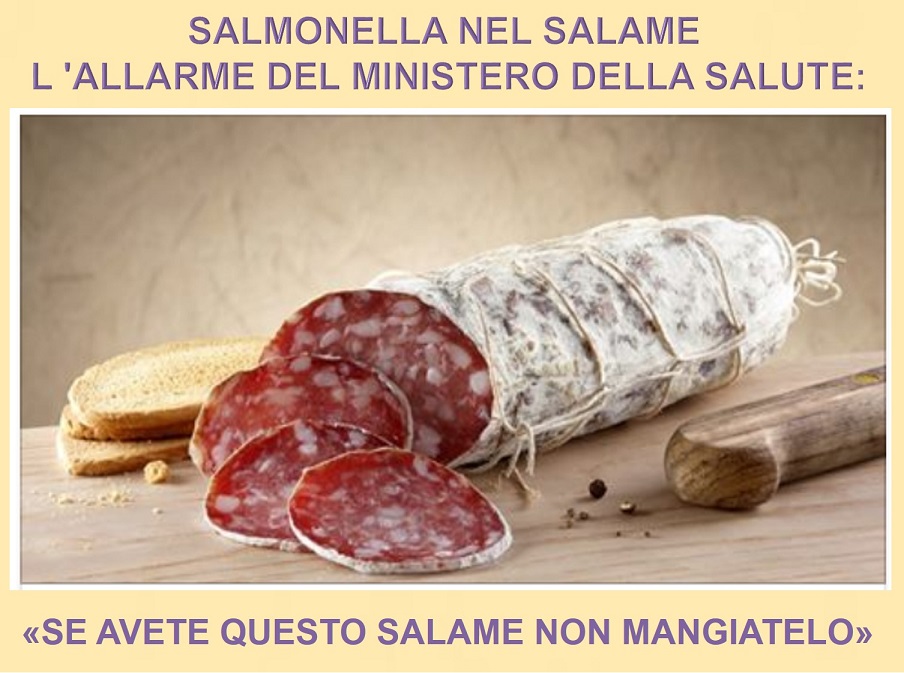 SALMONELLA NEL SALAME- L 'ALLARME DEL MINISTERO DELLA SALUTE: ''SE AVETE QUESTO SALAME NON MANGIATELO'' - 05/12/2017