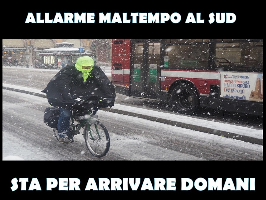 ALLARME MALTEMPO AL SUD - STA PER ARRIVARE DOMANI: LA PROTEZIONE CIVILE  LANCIA ALLERTA FREDDO, GELO E PIOGGIA SU 5 REGIONI - 03/12/2017