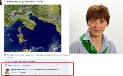 Ancora razzismo, la leghista Donatella Galli incita i vulcani ad esplodere - FOTO - 07/11/2012